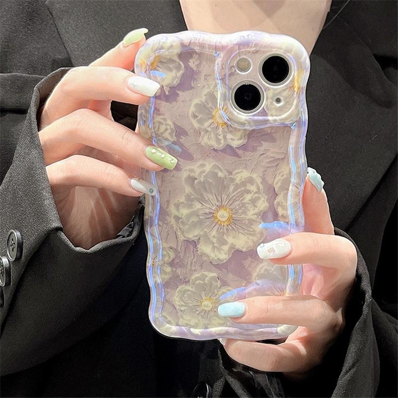 Retro Oil Painting Blu -Ray Flowers Shockproof Phone Case For Iphone 13 12 13pro 14pro 13 Pro Max Silicone Cover Iphone 14 Fundas