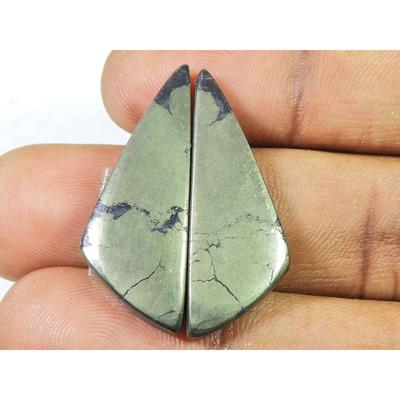 41Cts. Natural Appach Gold Pyrite Pair Fancy Cabochon Loose Gemstone 10X32MM SK-2130