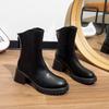 Coarse Heel Martin Boots Autumn/Winter Thick-soled British Short Boots High Heel Oblique Medium Boots