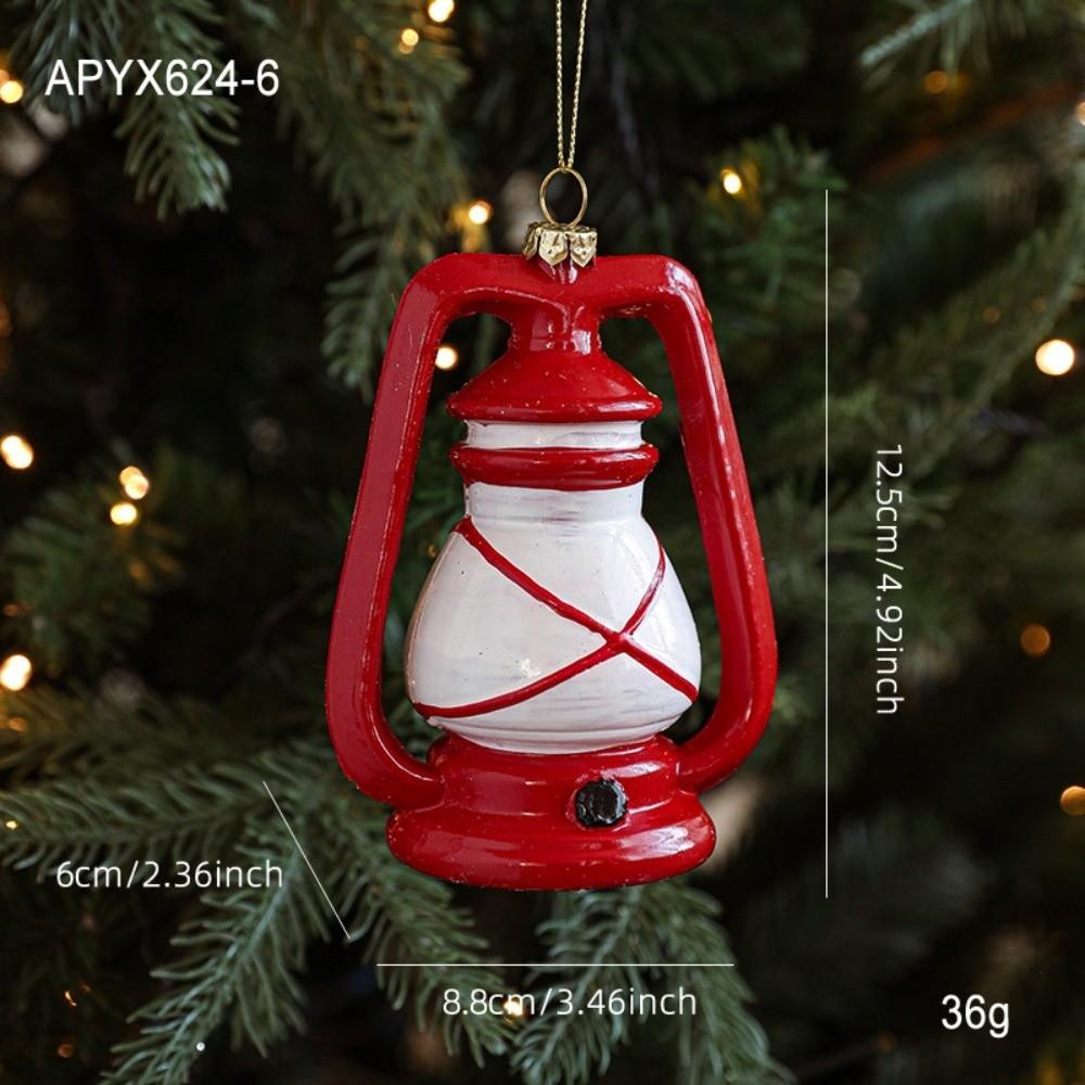 Red White Painted Christmas Ornaments Plastic DIY Christmas Tree Pendant Christmas Tree Hanging Ornaments