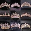 Rosa Kristall Tiara und Kronen für Frauen Braut Rosa Strass Abschlussball Diadem Krone Tiara Braut Hochzeit Haarschmuck Schmuck