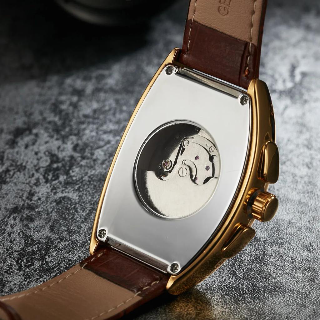 Modny Męski Zegarek Kształt Beczki Wina Lśniący Tourbillon W Pełni Automatyczny Mechanizm Mechaniczny Zegarek Mechaniczny reloj automático