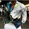 Men's Marble Printed Long Sleeve Shirts Casual Cardigan New Button Holiday Fashion Shirts