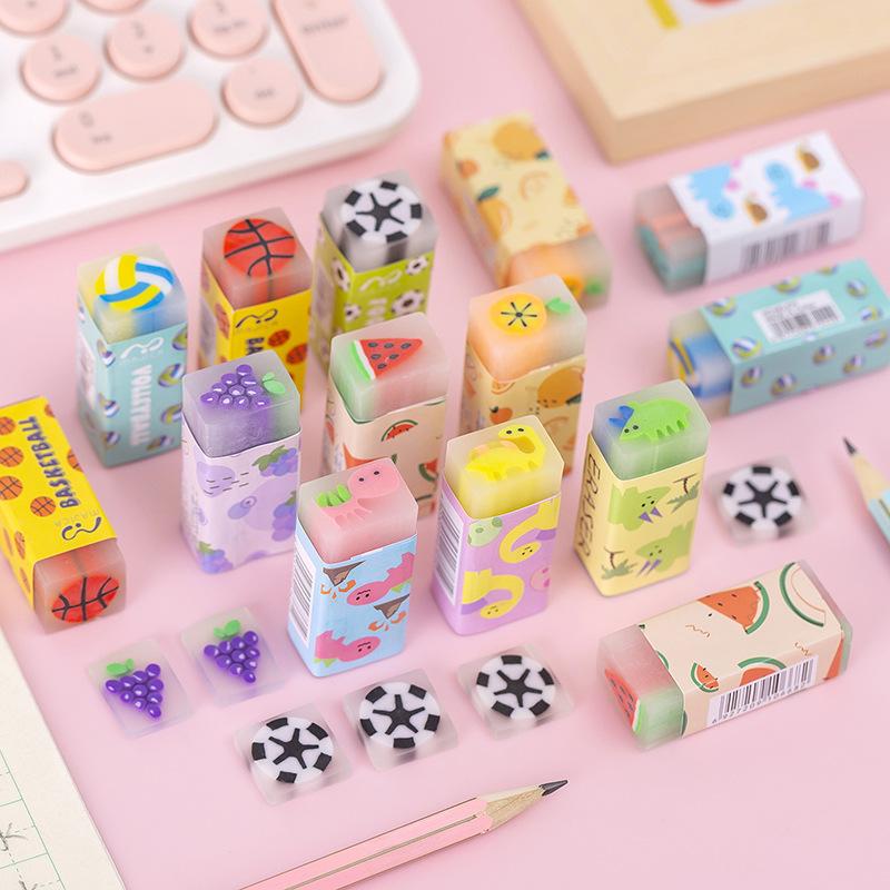 Lovely Gift Sandwich Strawberry Watermelon Dinosaur Basketball Crystal Student Rubber Stationery Prizes Wholesale Manufacturer