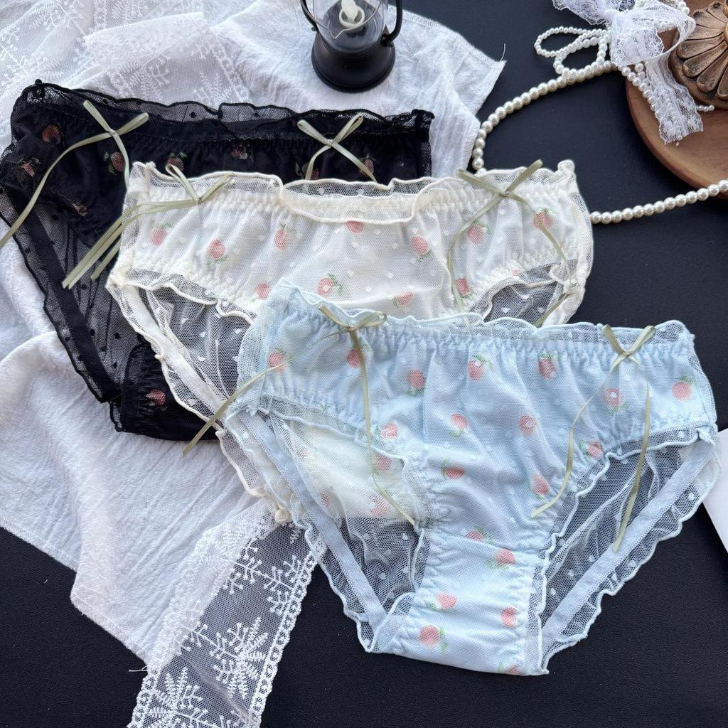 Soldes Panties Dentelle Soie Glacée Taille Basse Femme