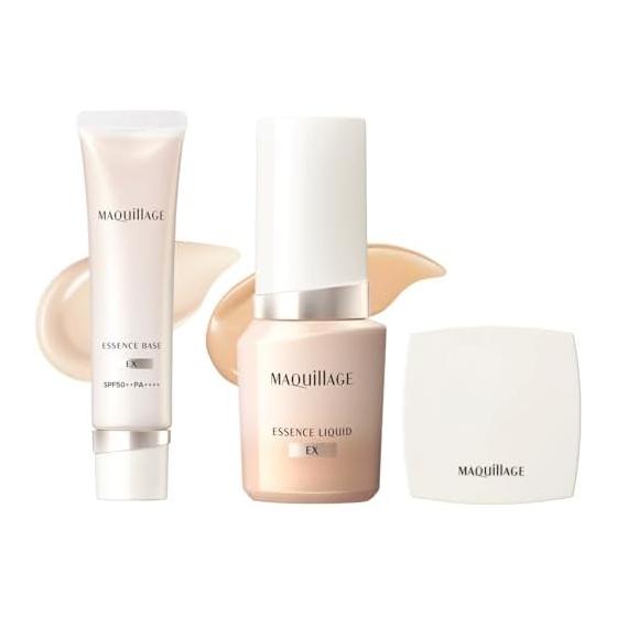 MAQUILLAGE Foundation Base Make Limited Edition Kit Essence Base EX Pure Ivory 30g (SPF50+ PA++++) + Essence Liquid EX Ocher 20 24mL + Compact Mirror