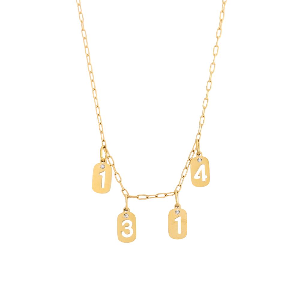 CARLIDANA Personality DIY Number Stainless Steel Digital Gold Plated Pendant Charm Necklace Accessories Jewelry Making Women Men