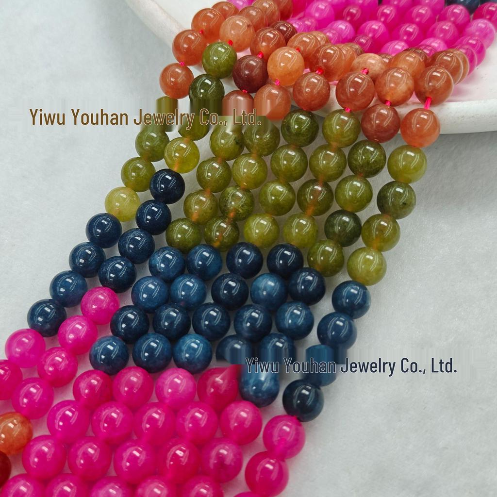 Natural White Stone Enhanced 6-10mm Round Beads String for Three-Color Alxa Bracelet Necklace Accessories