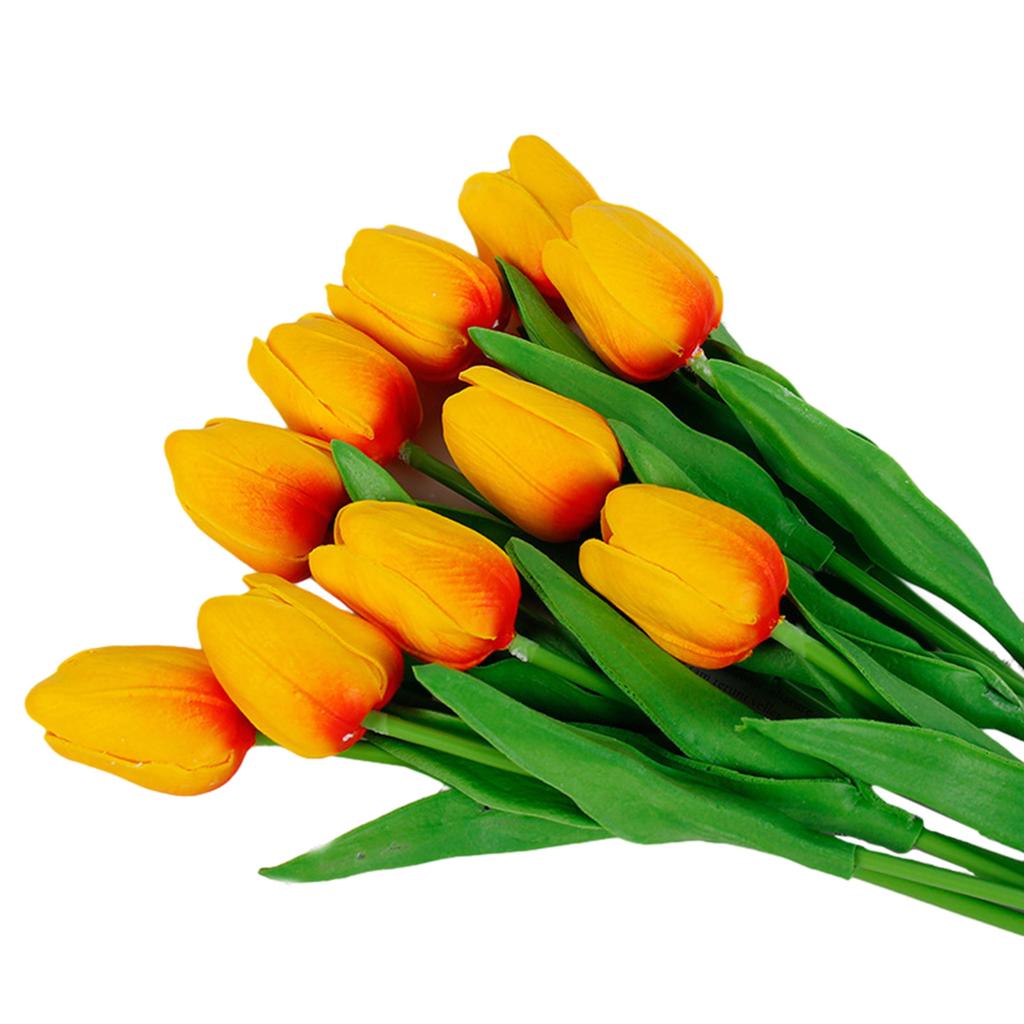 10Pcs Artificial Flower Decoration with Stem Fake Tulips Real Touchs Bridal Bouquets Floral Decor Photography Props
