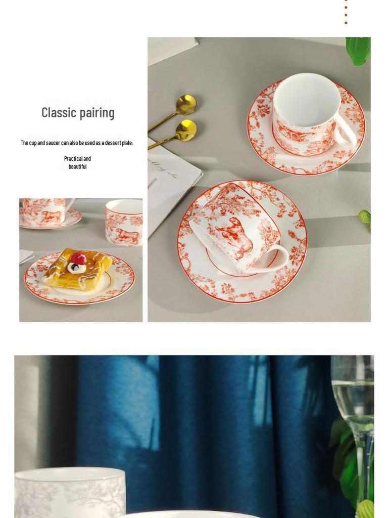 D Home Luxurious Coffee & Tea Set: Cup & Saucer for Two in Gift Box – Elegant Tableware for Afternoon Tea