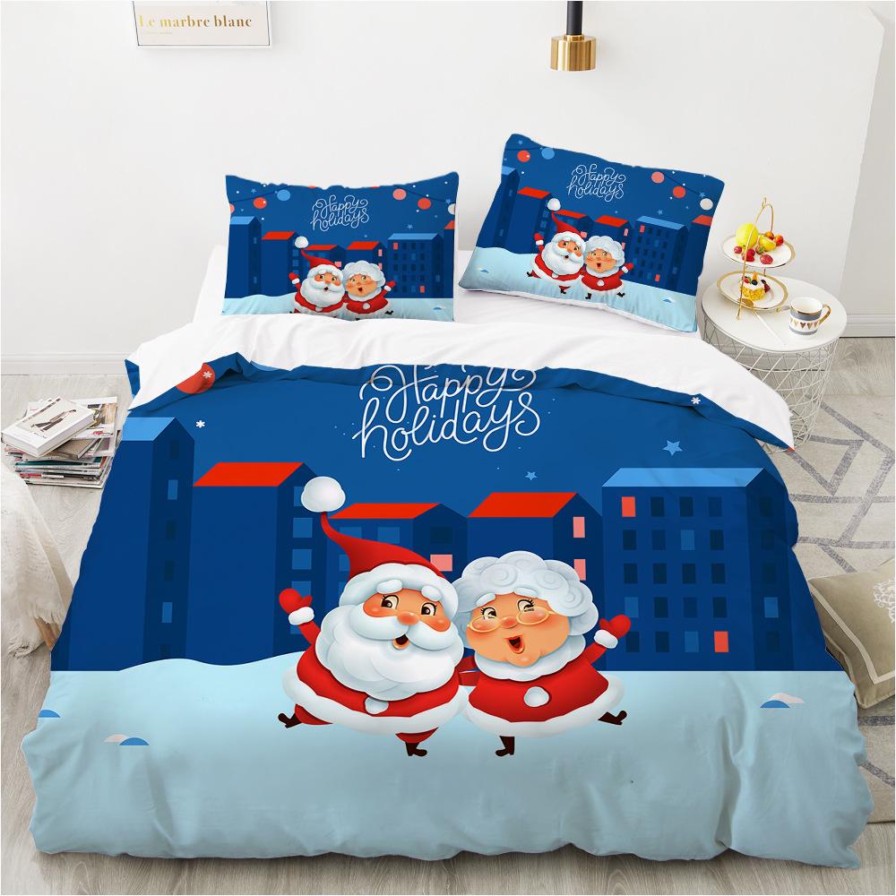 Christmas Series Three-Piece Bedding Digital Printing Christmas Letter Quilt Set