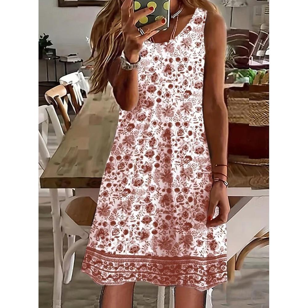 Women's Mini Dress A Line Dress Tank Dress Elegant Stylish Casual Daily Regular Fit Floral Graphic Sleeveless U Neck