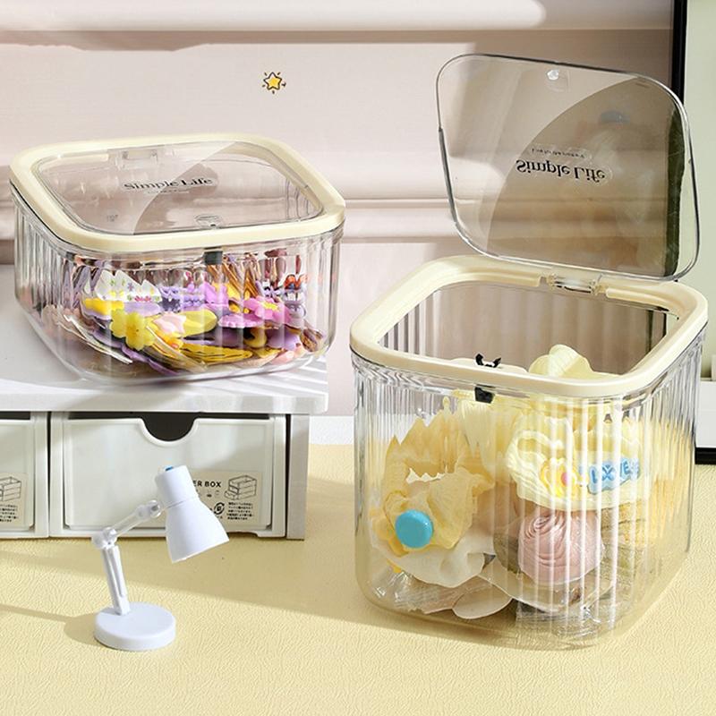 1ks Průhledný úložný box na šperky a vlasové doplňky Mini stolní odpadkový koš pro domácí použití