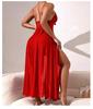Pearl Embellished Backless Multicolor Mesh Nightgown with Side Slit - 898