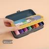 Sewing Kit with Thread, Needle, and Cross-stitch Tools in Solid Wood Pouch