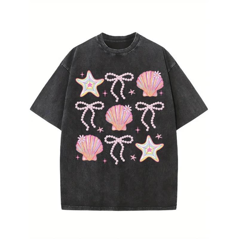 

European sizes Men s T-Shirt - Oversized Retro Streetwear Tee Suitable for Summer, Loose Fit Crew Neck Short Sleeve Casual Wear S чёрный