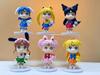 6pcs/set Sailor Moon PVC Figure Toys 8 cm with Ami Hino Rei Kino Chibiusa  Cute Action Model