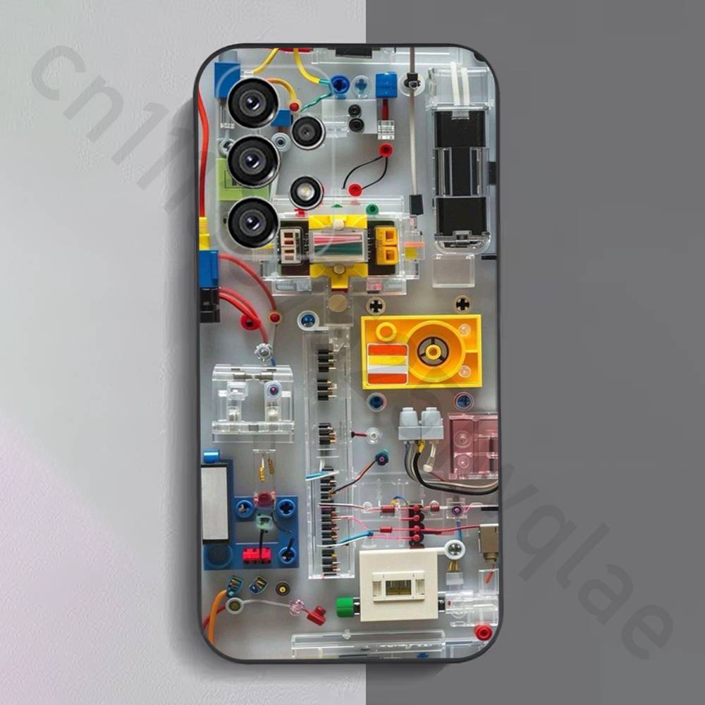 Creative Circuit Board Phone Case For Samsung S9,S10,S20,S10,S21,S25,S24,S23,Ultra,FE,Plus,Lite,Soft Silicone Black Cover