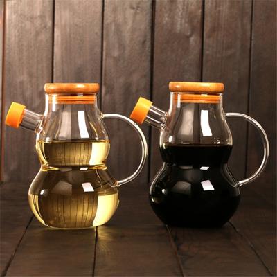 Gourd Shape Glass Leak-proof Oil Dispenser Kitchen Tool Cruet Storage Bottle Vinegar Pot Sauce Container