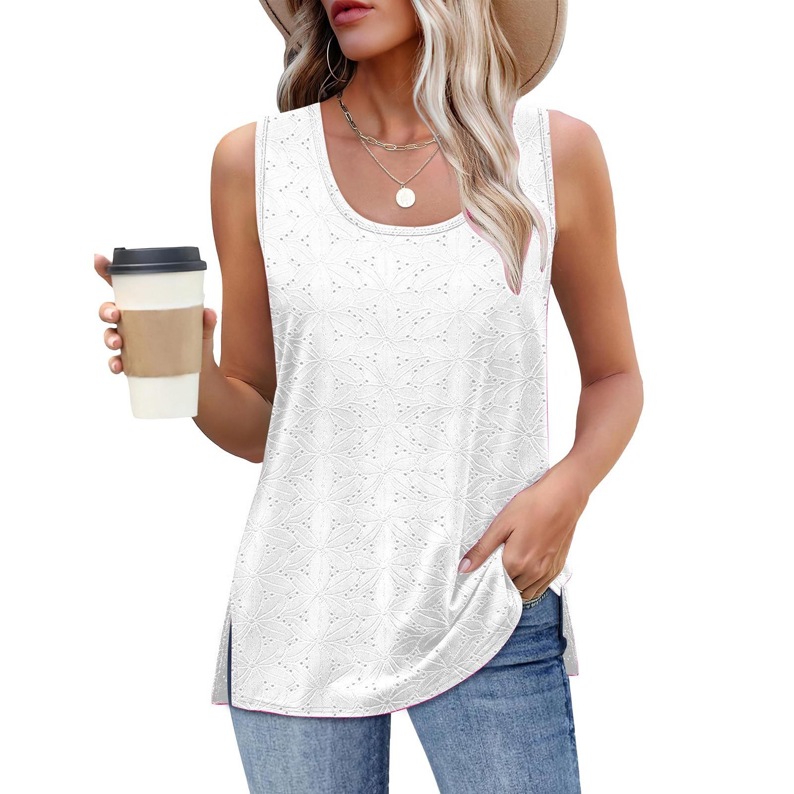 

Женская летняя футболка с круглым вырезом, свободная, без рукавов, однотонная, повседневный топ S белый