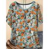Fashion Versatile Crew Neck Flower Print Top Short Sleeve Casual Comfortable T-Shirts Women’s