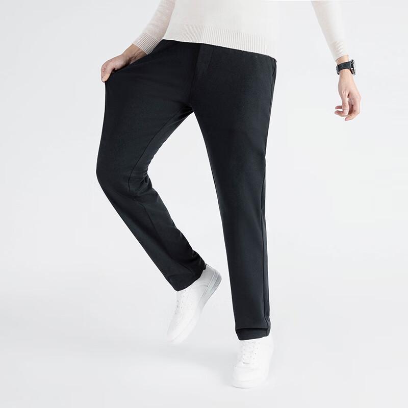 Men's Brushed Wool Blend Straight-Leg Thermal Casual Pants