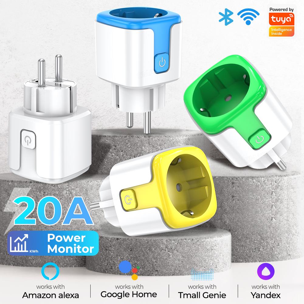 20a/16a Tuya Wifi Eu Smart Plug Outlet 220v Power Monitor Wireless Socket Remote Timer Electrical Control For Google Home Alexa
