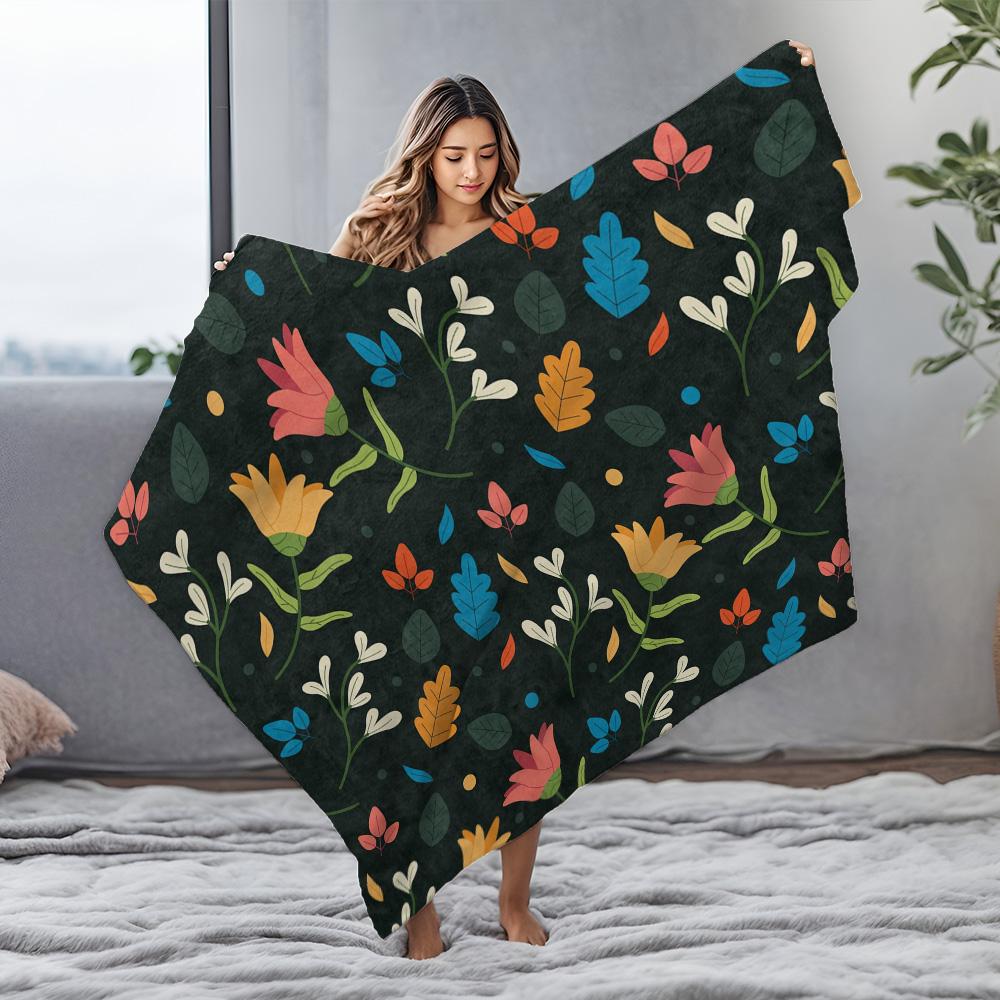 Cute Cartoon Floral Pattern Blanket for Kids Teens Adults Sofa Bed Decorative Throw Soft Warm Blanket