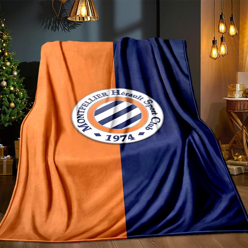 Montpellier Sc Crest Blanket Lightweight Ideal Bedding Blanket Perfect for Travel, Camping, Living Rooms, Offices, Sofas, Fan Christmas gift