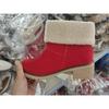 New Short Boots Women's Boots Medium Tube Thick Heel High Heel Fluffy Snow Boots Large Size Cotton Boots Women