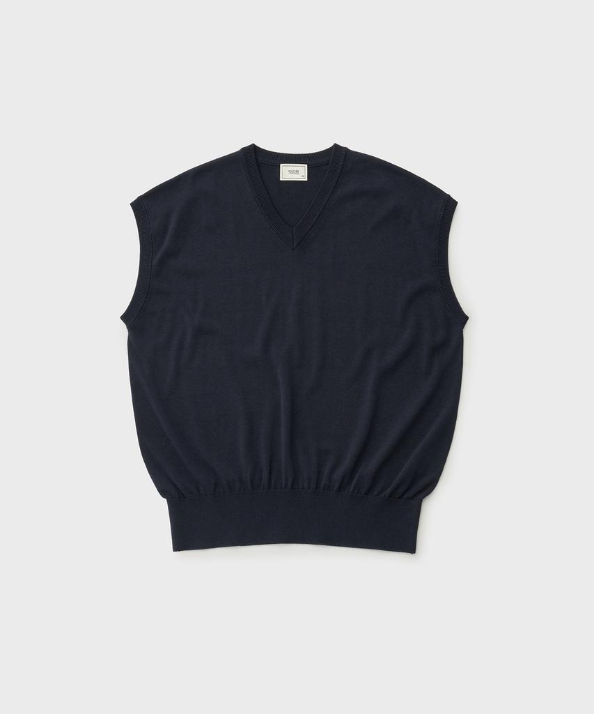Another Office Layer Silk Knit Vest (Dark Navy)