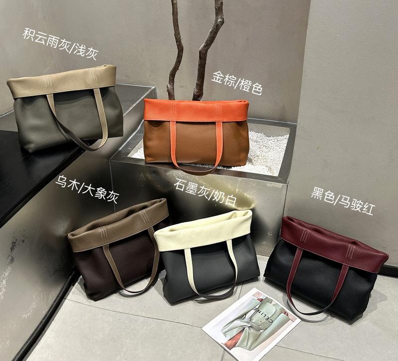 New Double-sided TC Leather Tote Women's Bag, Easy To Knead, Large Capacity Commuting European and American Style Versatile Bag