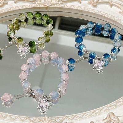 3pcs Set Fairy Butterfly Beaded Bracelet Handmade Elegant Boho Crystal Charming Jewelry for Women Girls Stylish Party Gift