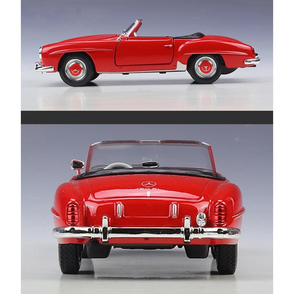 WELLY 1/24 1955 Mercedes-Benz 190 SL Alloy Roadster Sports Car Model Diecast Metal Classic Retro Old Car Vehicle Model Kids Gift