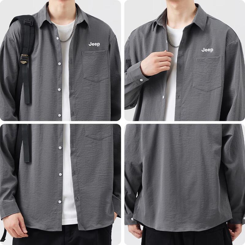 JEEP Men's American Style Loose Fit Long Sleeve Shirt
