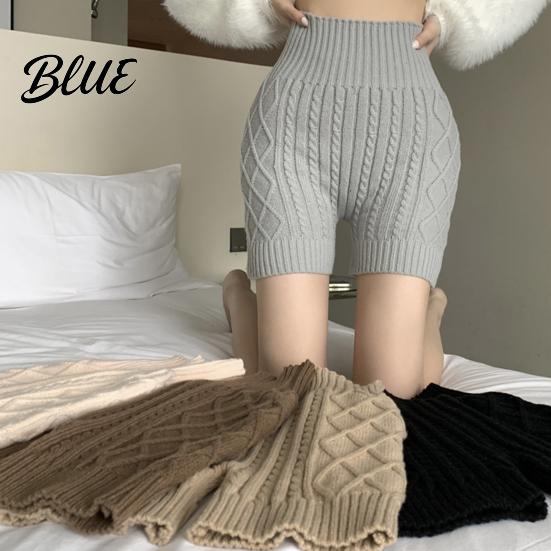 Daily Wear Solid Elastic Keep Bottoming Knitted Women Winter Color Shorts High Waist Warm Anti-exposure