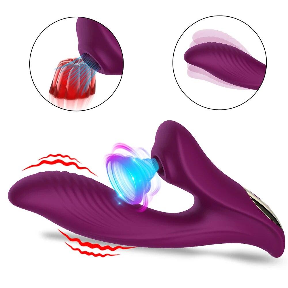 2 In 1 Sucking G-spot Vibrator for Women Clit Sucker Oral Sex Suction Clitoris Stimulation Female Masturbation Erotic Sex Toys