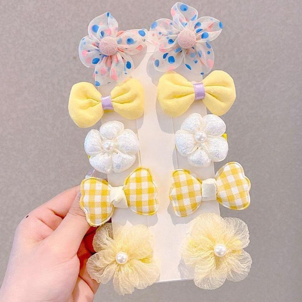 10pcs Cute Hair Clip Flower Bow Side Fringe Clip Fashion Headwear for Children