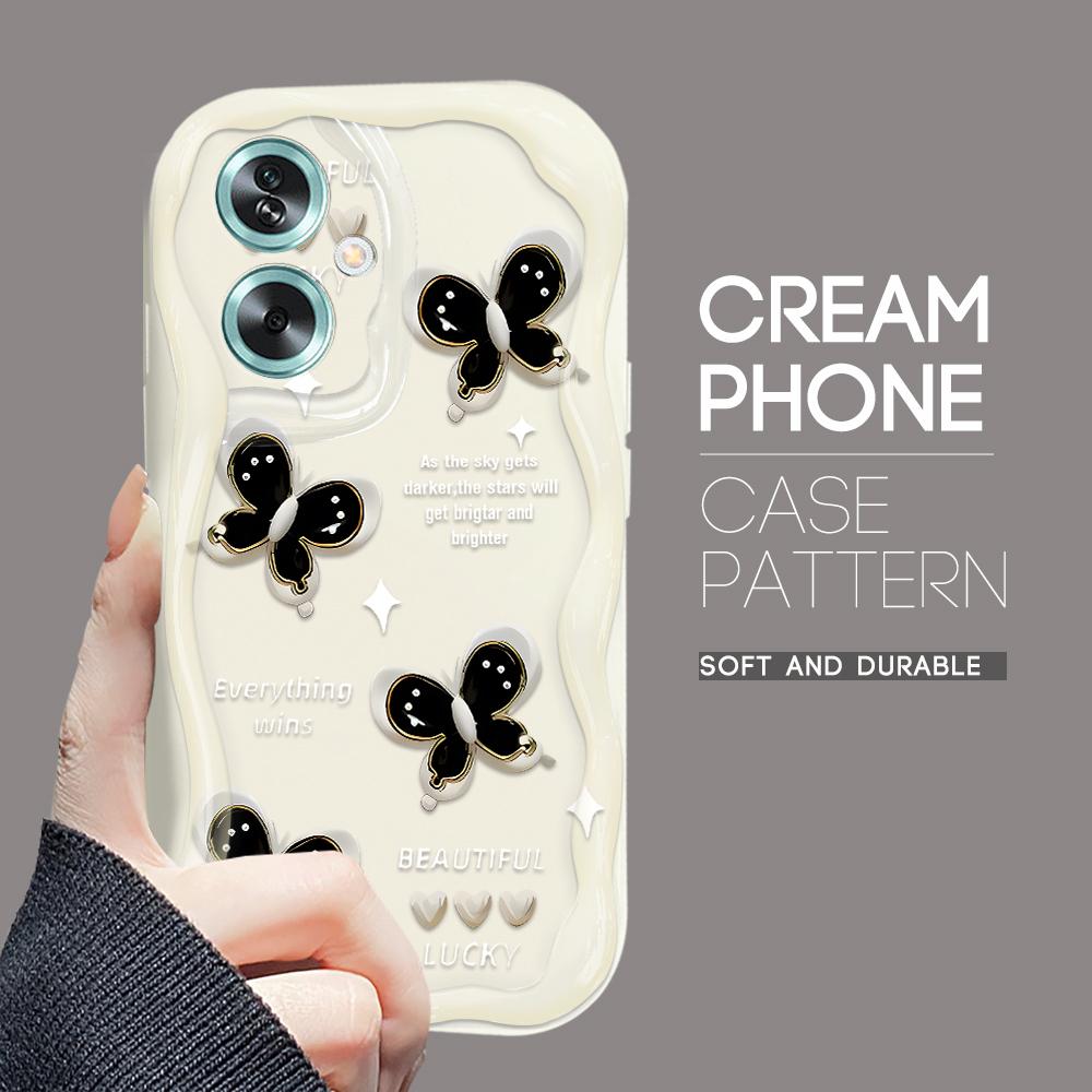 

Милый мультяшный узор, кремовая текстура, мягкий силиконовый чехол с волнистыми краями, чехол для телефона для OPPO Reno Realme Realme C63 белый