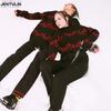 Cross New Flame Jacquard Harajuku Knit Sweater - Autumn/Winter Warm Punk Loose Round Neck Pullover