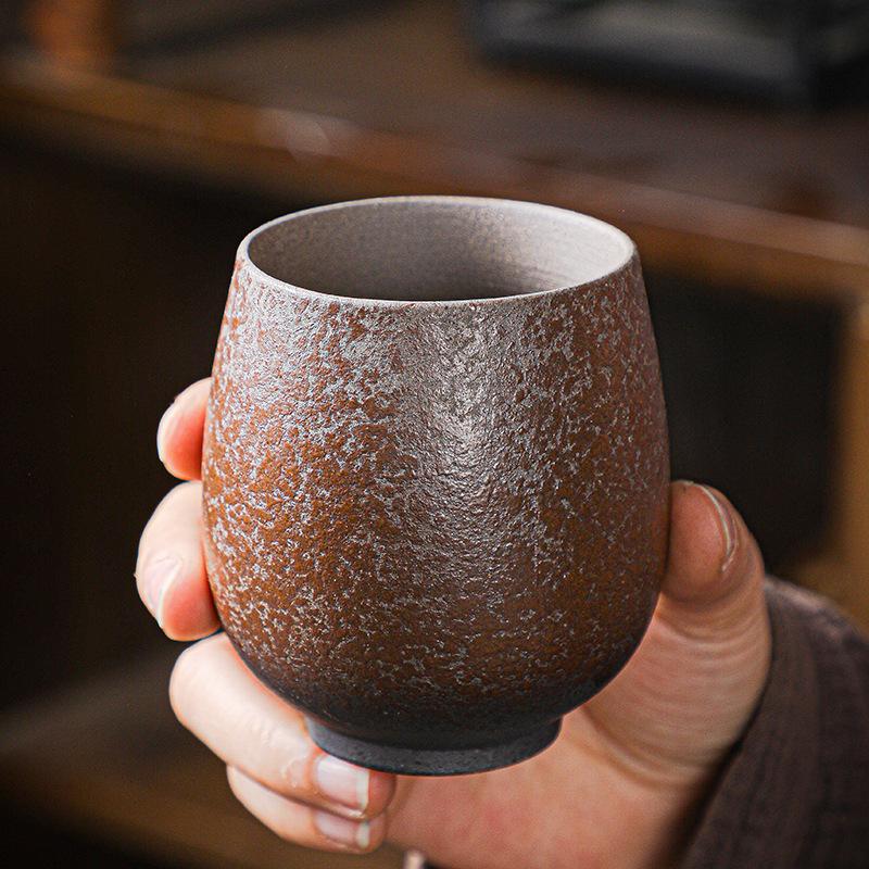Tazza da maestro ceramica cinque elementi tazza da tè tazza singola grande cambio di forno retrò giapponese ceramica grezza set da tè Kung Fu set di tazze da tè