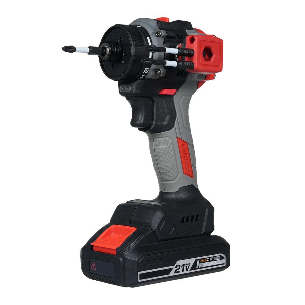 21V Electric Screwdriver 2in1 Impact Driver + Hammer Brushless Rechargeable Power Screwdriver