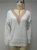 Autumn Winter Fashionable Sensual Lace V Neck Knit Drop Shoulder Pullover Sweater Top Luxurious Relaxed-fit Slimming and Versatile Top