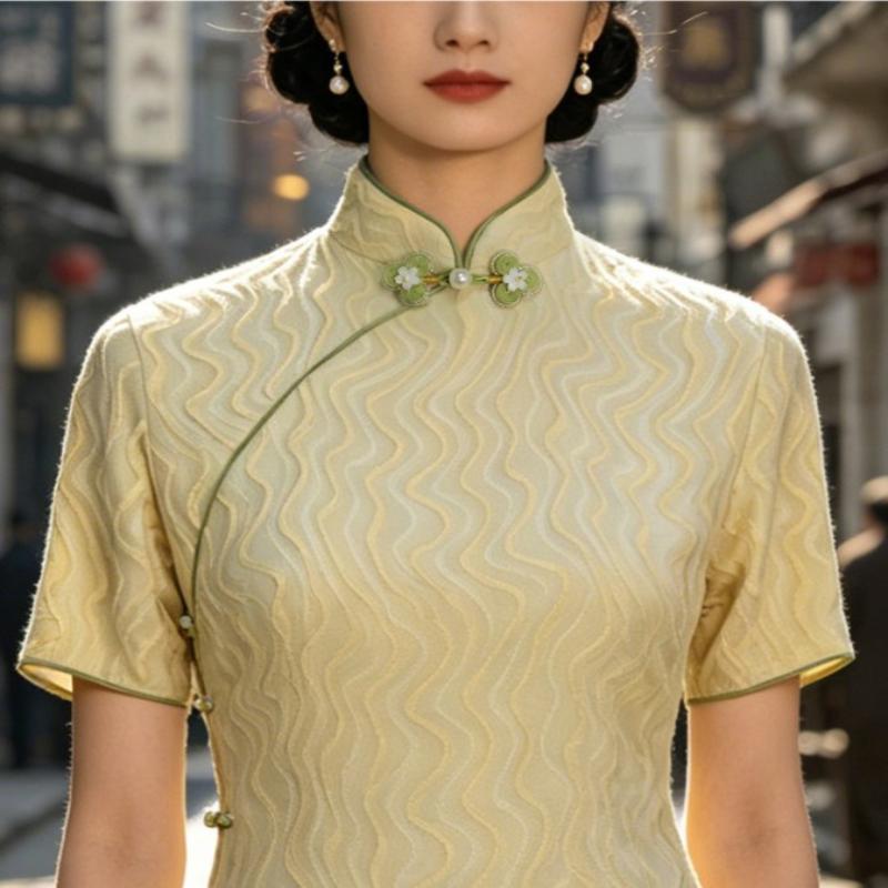Traditional Handmade Frog Buttons Chinese Style Faux Pearl Green Bead for Cheongsam DIY Craft Sewing Apparel Decoration