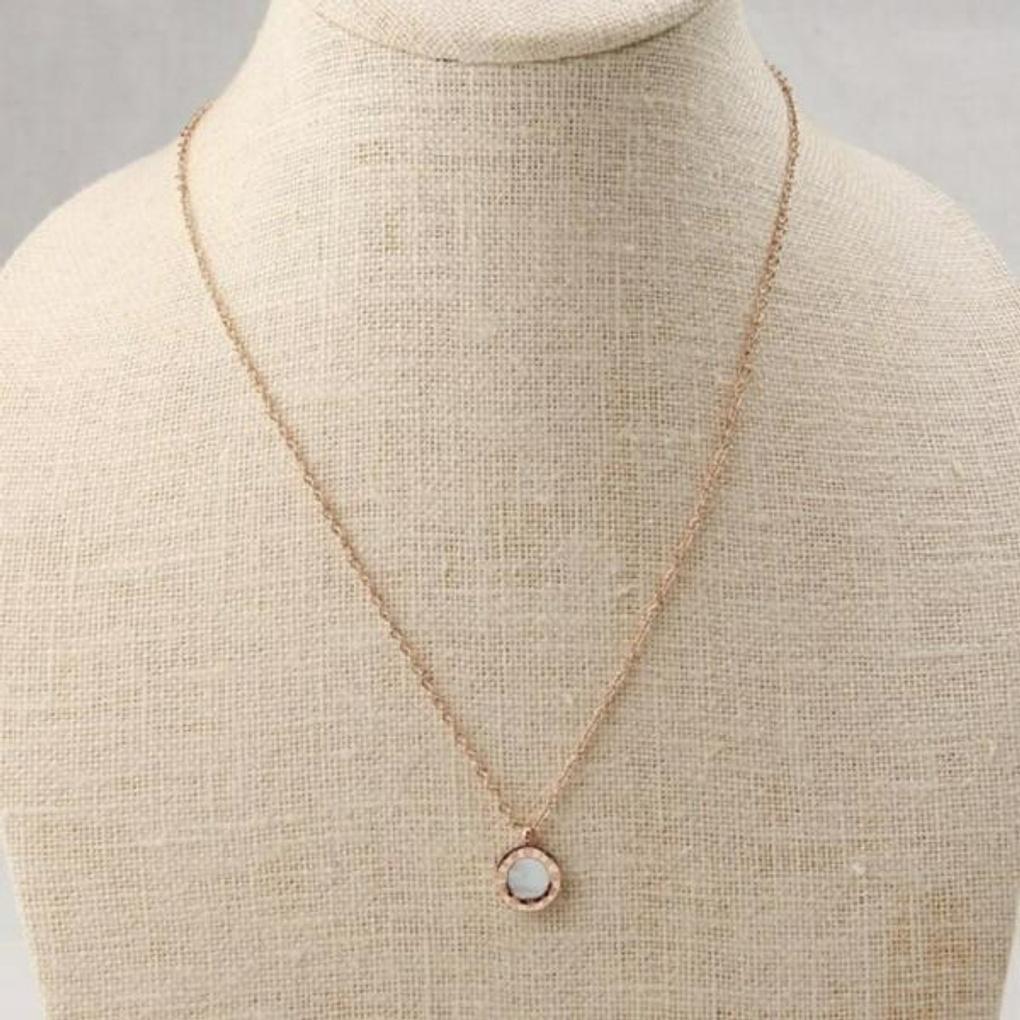 Atria Roman Numeral Circular Surgical Steel Pink Gold Necklace EWSSNSC0010