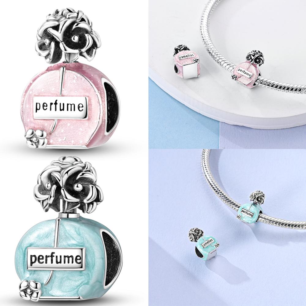 Kompatibel mit authentischen originalen Kupfermetall-Charms Perlenkomponenten Perlenkomponenten Rosa Parfümflaschen-Charms Perlenkomponenten Entworfen für Frauen