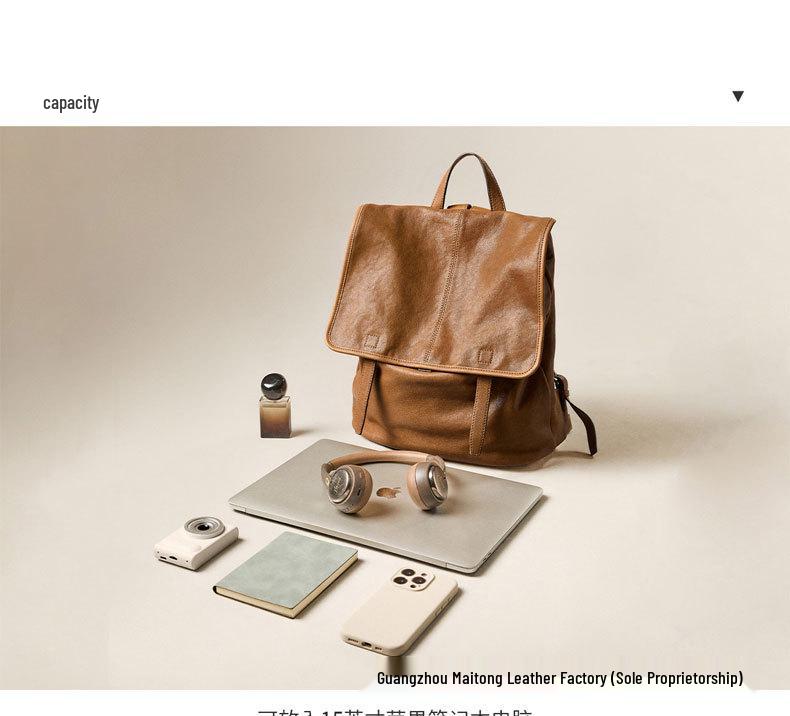 Qiu Zhen Retro Genuine Leather Large Capacity Backpack Tote & Shoulder Handbag