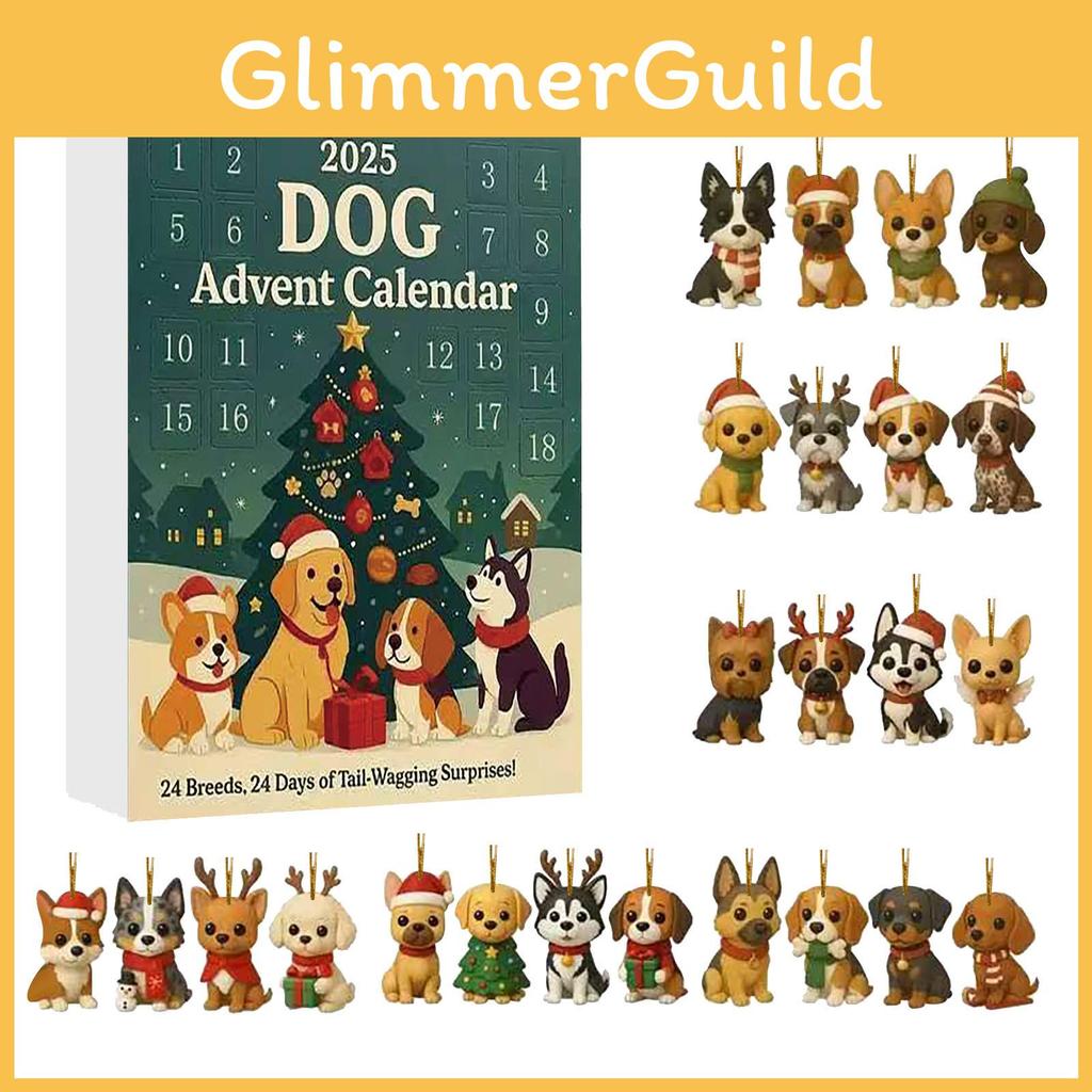 Christmas Pug Cat Horse Corgi Series Acrylic Advent Calendar With 24 Animal Figurines For Festive Decor