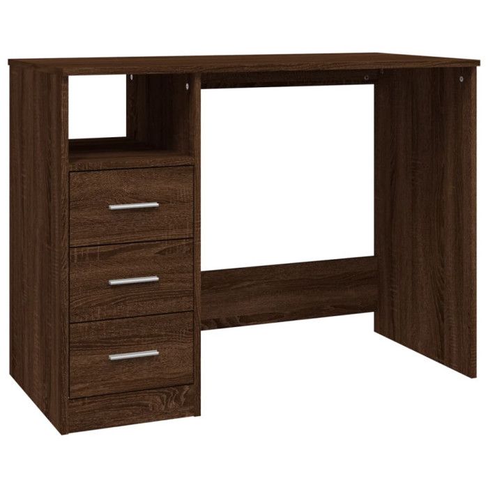 VidaXL Bureau avec tiroirs Chêne marron 102x50x76 cm Bois d'ingénierie 823039