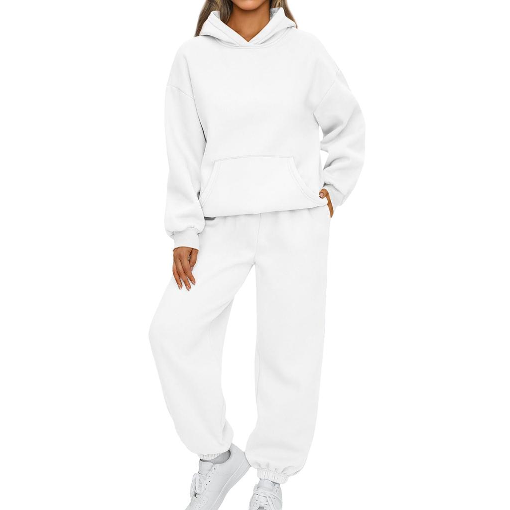 Dame 2-delers antrekk Hettegenser Sweatsuit sett Oversized sweatshirt Baggy høstmote joggebukser med lommer